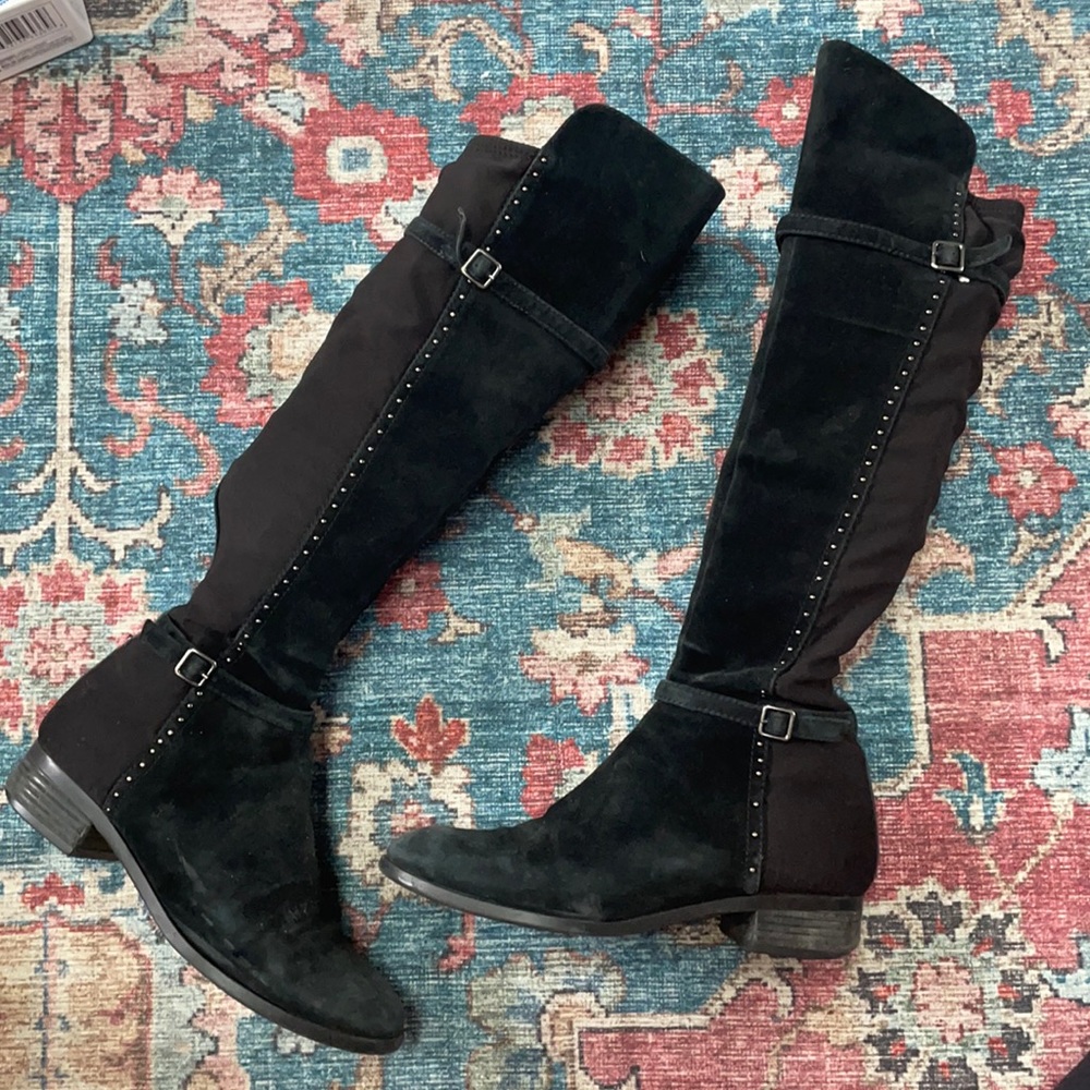 Knee high suede boots